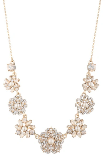 Shop Marchesa Floral Cluster Frontal Necklace In Gold/ Cgs