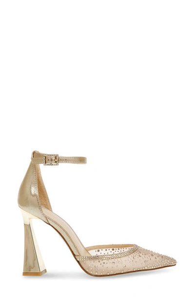 Betsey Johnson Viola Rhinestone Ankle Strap Pump In Light Gold