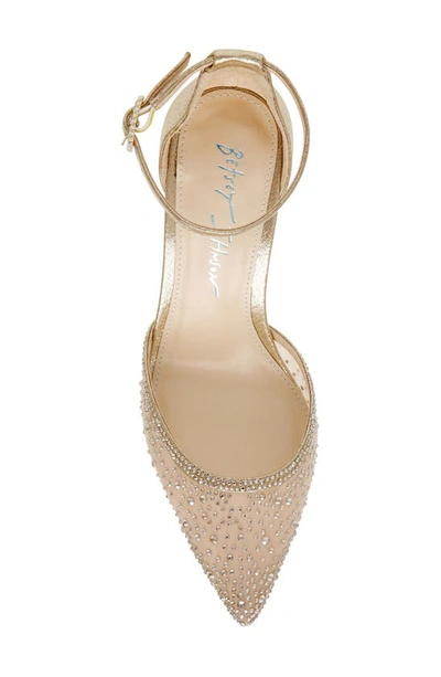 Betsey Johnson Viola Rhinestone Ankle Strap Pump In Light Gold