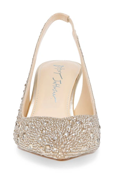 Betsey Johnson Sb-clark Light Gold Rhinestone Pointed-toe Slingback Pumps In Light Gold