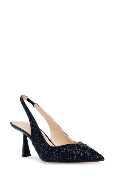 Shop Betsey Johnson Clark Slingback Pointed Toe Pump In Navy
