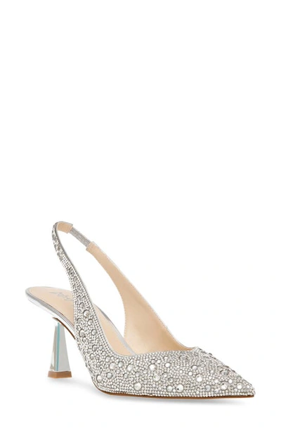 Shop Betsey Johnson Clark Slingback Pointed Toe Pump In Silver
