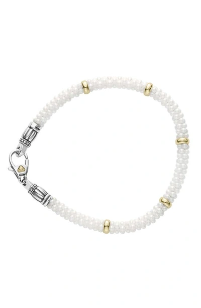 Shop Lagos 'caviar Gold' Bracelet In White/ Gold