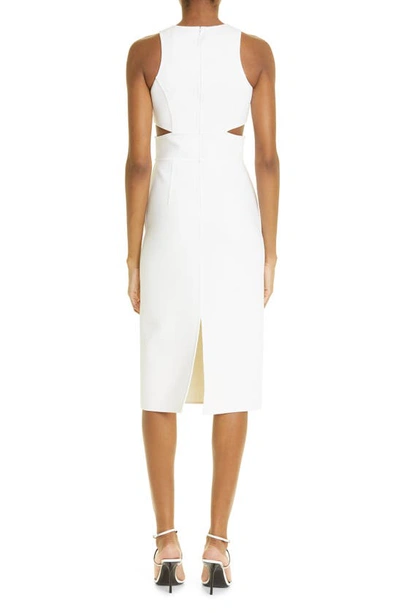 Shop Michael Kors Collection Cutout Wool Blend Sheath Dress In 101 White