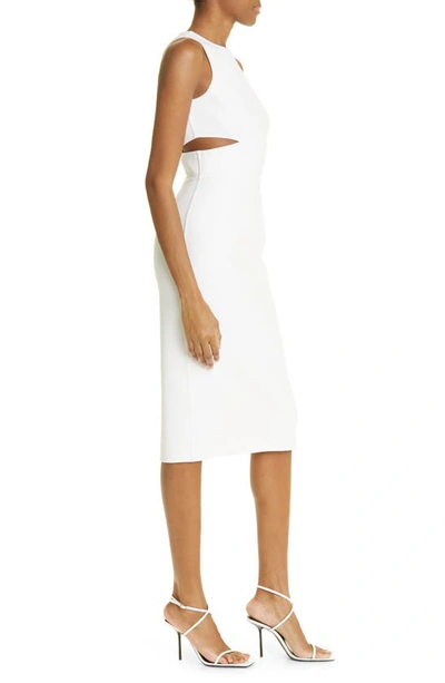 Shop Michael Kors Collection Cutout Wool Blend Sheath Dress In 101 White
