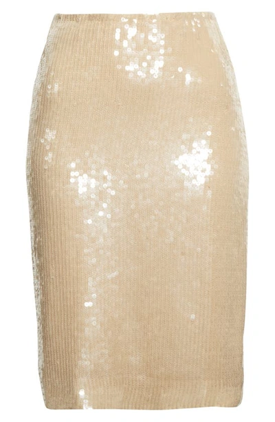 Shop Nili Lotan Bonne Sequin Skirt In Khaki