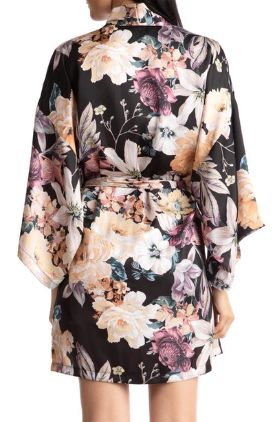 Shop Midnight Bakery Lyric Floral Satin Wrap In Moody Blooms/ Black