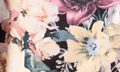 Shop Midnight Bakery Lyric Floral Satin Pajamas In Moody Blooms/ Black