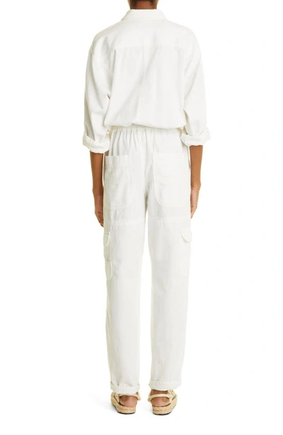 Shop Isabel Marant Étoile Veado Long Sleeve Cotton Jumpsuit In White