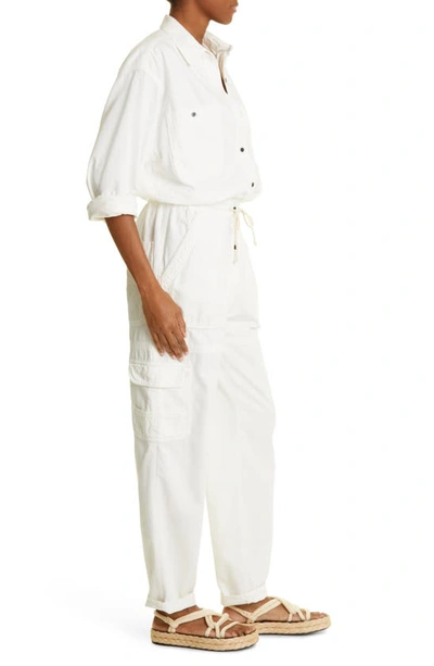 Shop Isabel Marant Étoile Veado Long Sleeve Cotton Jumpsuit In White