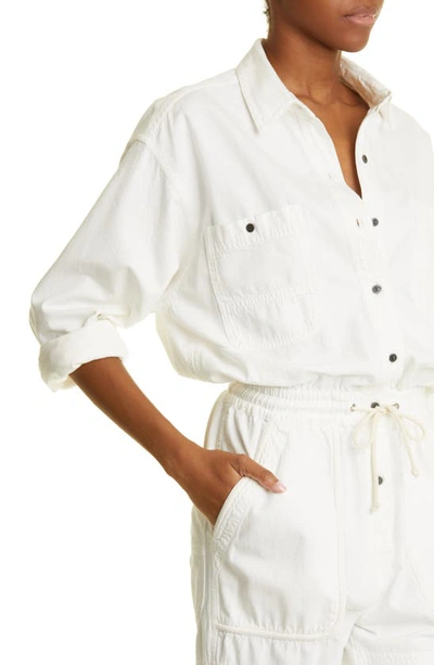 Shop Isabel Marant Étoile Veado Long Sleeve Cotton Jumpsuit In White