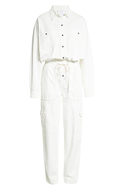 Shop Isabel Marant Étoile Veado Long Sleeve Cotton Jumpsuit In White