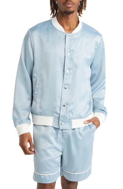 NATIVE YOUTH EMBROIDERED LOGO SATIN BOMBER JACKET 