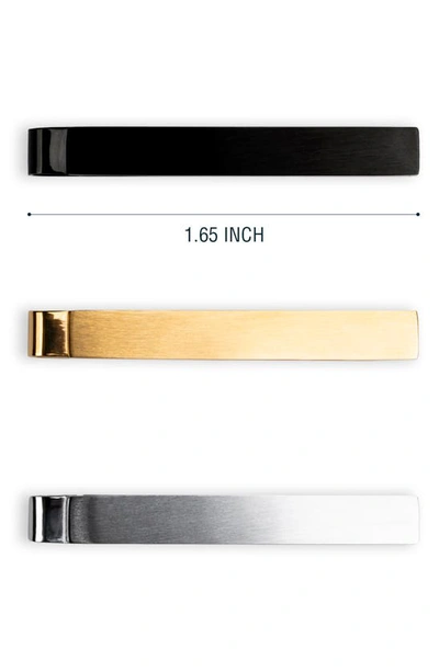 Shop Würkin Stiffs Set Of 3 Slim Tie Bars In Gold