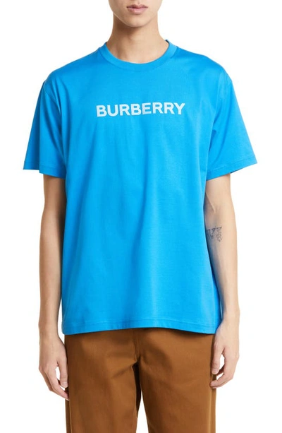 Shop Burberry Harriston Logo Graphic Tee In Vivid Blue