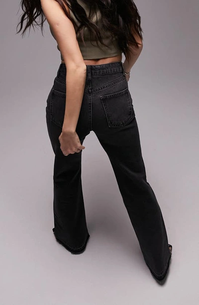 Shop Topshop '90s Let Down Hem Flare Jeans In Black