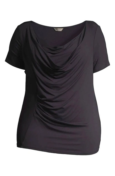 Shop Mayes Nyc Tracy Drape Neck Top In Off-black