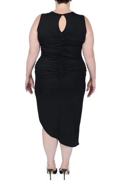 Mayes Nyc Sarah Cutout Asymmetric Ruched Dress In Black