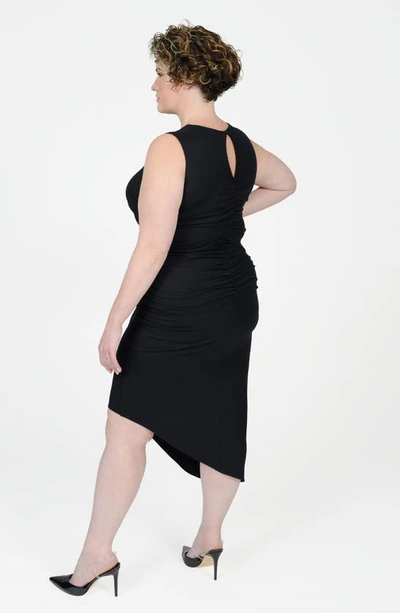 Mayes Nyc Sarah Cutout Asymmetric Ruched Dress In Black