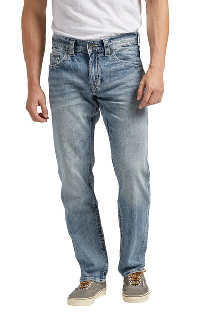 Shop Silver Jeans Co. Eddie Relaxed Fit Straight Leg Jeans In Light Indigo
