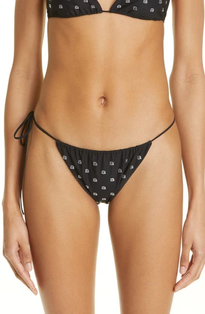 Shop Alexander Wang Hotfix Crystal Logo String Bikini Bottoms In Black