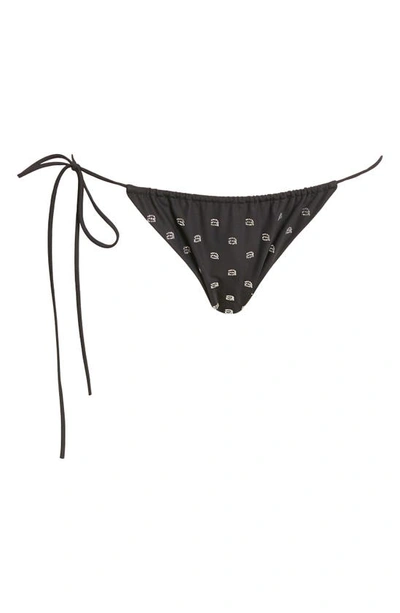 Shop Alexander Wang Hotfix Crystal Logo String Bikini Bottoms In Black