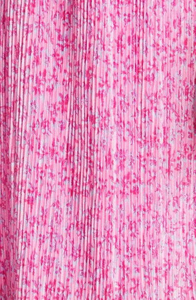 Shop Chelsea28 Flutter Sleeve Plissé Midi Dress In Pink- Blue Butterfly Blooms