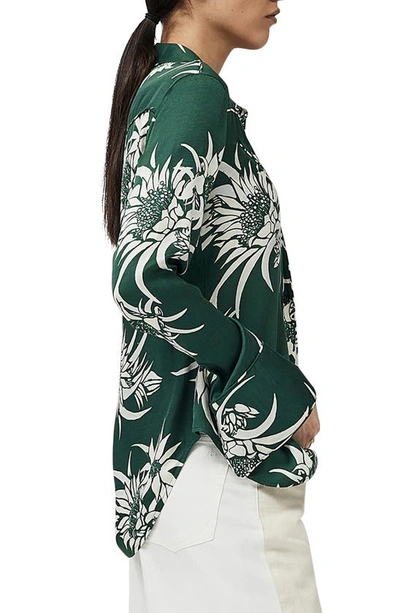 Shop Rag & Bone Cleo Floral Western Silk Blend Button-up Shirt In Green Multi