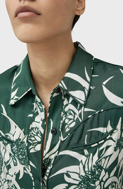 Shop Rag & Bone Cleo Floral Western Silk Blend Button-up Shirt In Green Multi