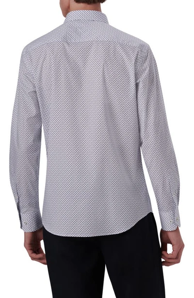 Shop Bugatchi Julian Classic Fit Geometric Print Stretch Cotton Button-up Shirt In Platinum