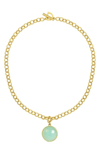 Shop Dean Davidson Signature Checkered Stone Pendant Collar Necklace In Ocean Blue/ Gold