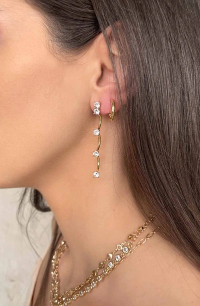 Shop Ettika Crystal Scallop Drop Earrings In Gold