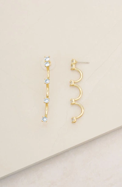 Shop Ettika Crystal Scallop Drop Earrings In Gold