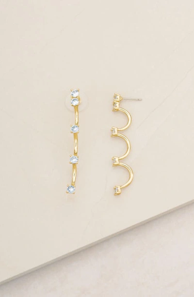 Ettika Crystal Scallop Drop Earrings In Gold