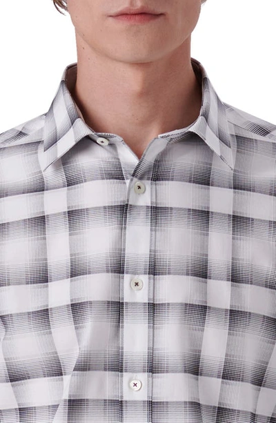 Bugatchi Shaped Fit Plaid Stretch Cotton Button-up Shirt In White