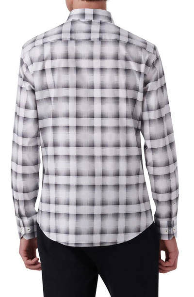 Bugatchi Shaped Fit Plaid Stretch Cotton Button-up Shirt In White