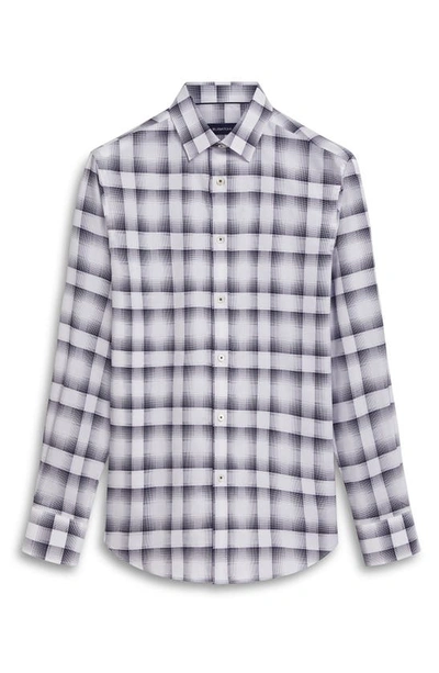 Bugatchi Shaped Fit Plaid Stretch Cotton Button-up Shirt In White