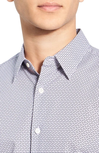Shop Theory Irving Geo Print Stretch Short Sleeve Button-up Shirt In Misty Haze Multi
