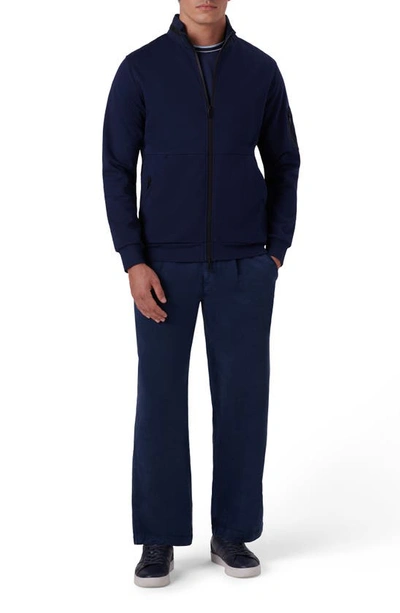Shop Bugatchi Cotton Blend Zip-up Knit Jacket In Navy