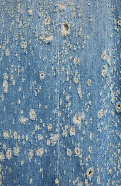 Shop Acne Studios Joplin Moth Hole Denim Blazer In Mid Blue