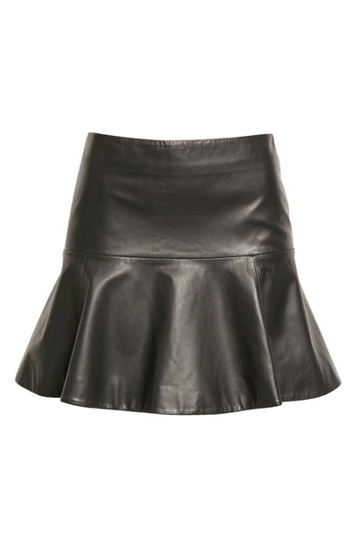 Shop Proenza Schouler White Label Ruffle A-line Leather Miniskirt In Black