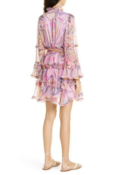 Shop Alexis Paris Metallic Long Sleeve Dress In Violet