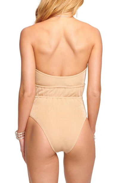 Shop Ramy Brook Marta Metallic Strapless One-piece Swimsuit In Sparkle Metallic Swim