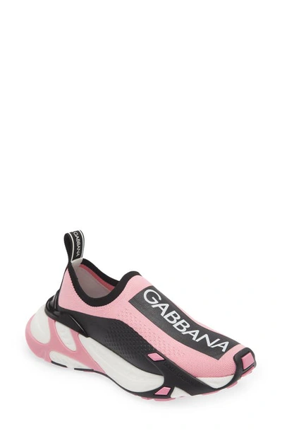 Shop Dolce & Gabbana Sorrento Logo Slip-on Sneaker In Pink/ Black/ White