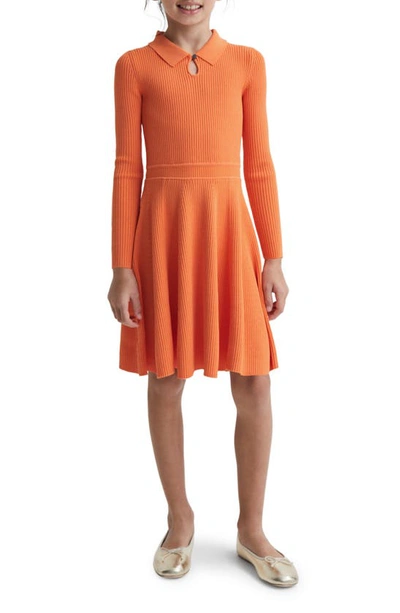 Shop Reiss Kids' Clare Long Sleeve Sweater Dress In Orange