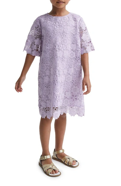 Shop Reiss Kids' Susie Lace Dress In Lilac