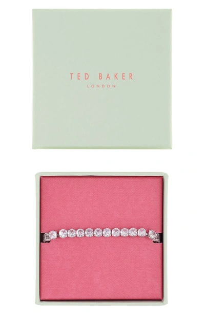 Shop Ted Baker Melrah Icon Crystal Slider Tennis Bracelet In Silver Tone Clear Crystal