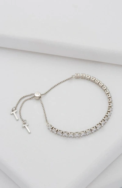 Shop Ted Baker Melrah Icon Crystal Slider Tennis Bracelet In Silver Tone Clear Crystal