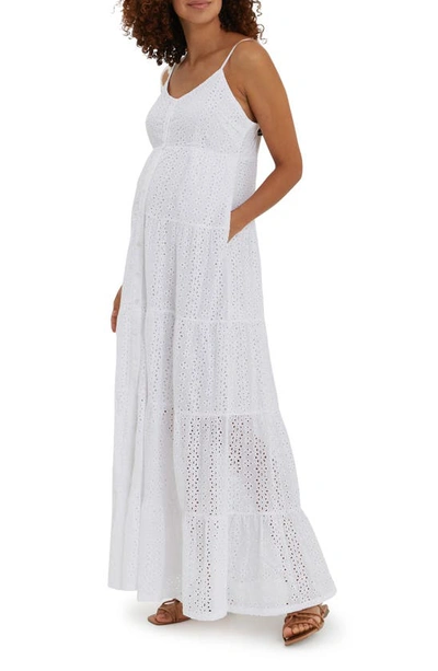 Shop Nom Maternity Lisboa Maternity/nursing Dress In White
