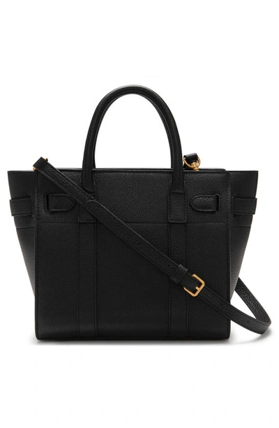 Shop Mulberry Mini Zipped Bayswater Leather Tote In Black